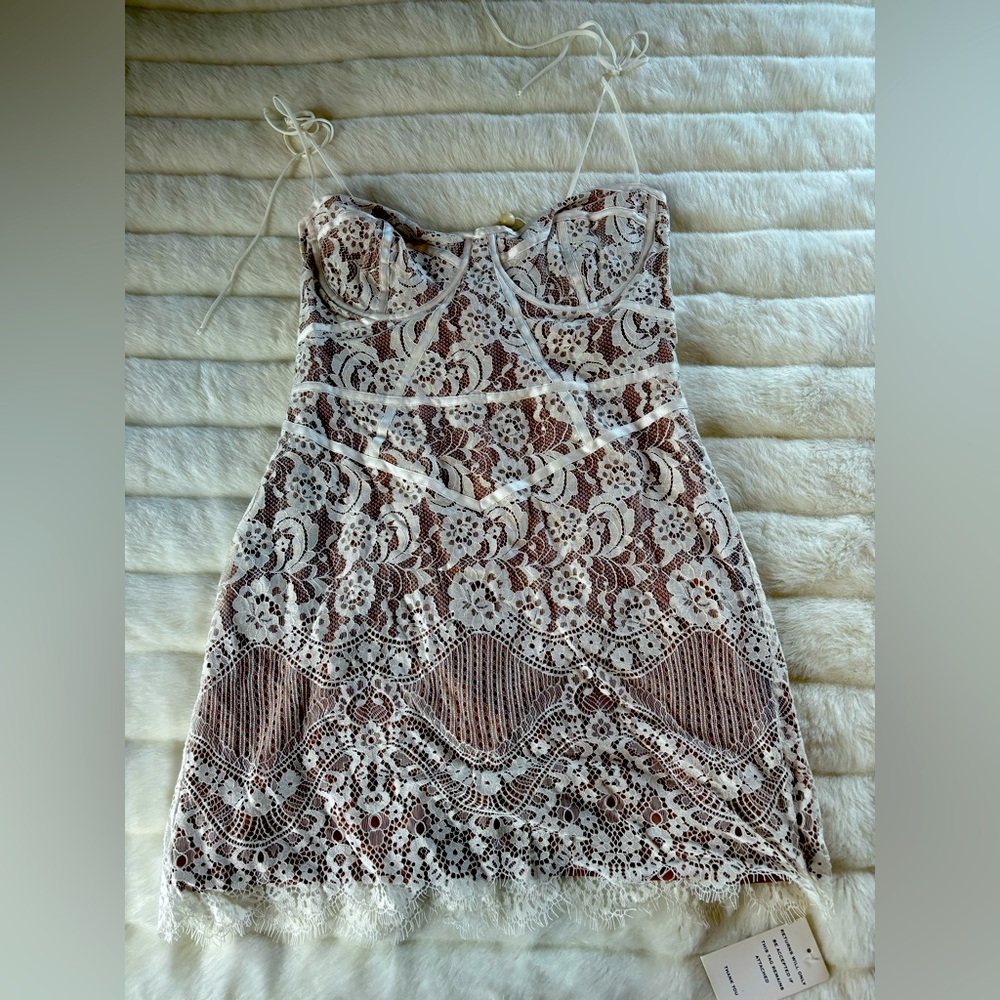 Lace Overlay Dress with Spaghetti Straps